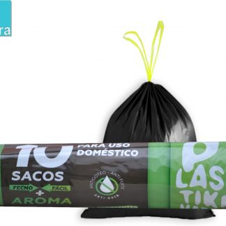 10 Sacos Lixo 50 Litros Pretos PlastikMark Fecho Fácil c/aroma